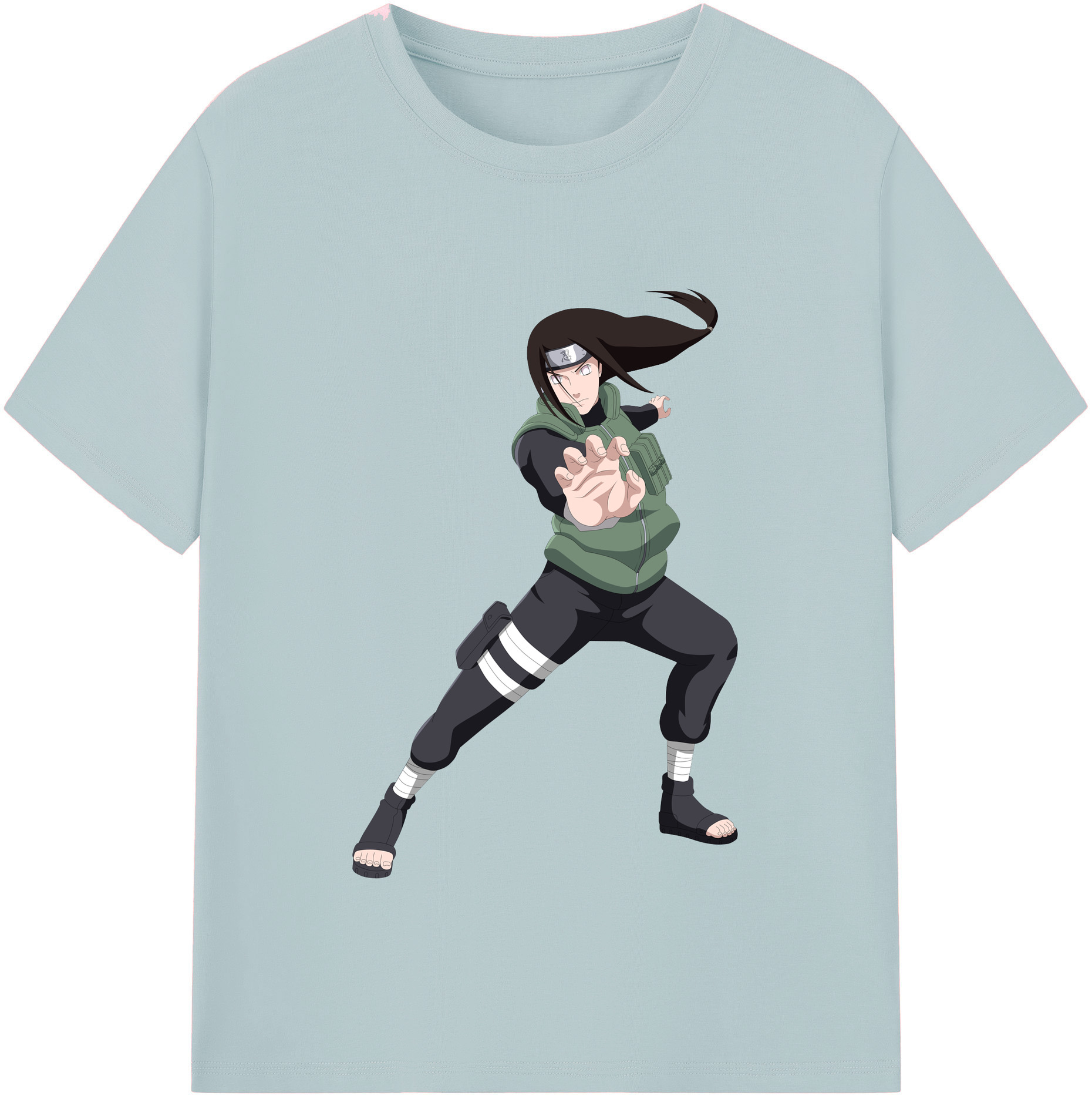 （画像用） NARUTO -ナルト- 日向ネジ Hyūga Neji 綿100％半袖Tシャツ（フロントプリント）